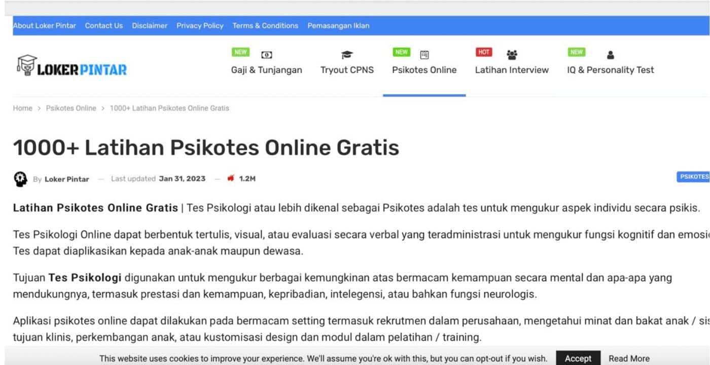 webstie lokerpintar(https://lokerpintar.id/2022/02/11/latihan-psikotes-online-gratis/)