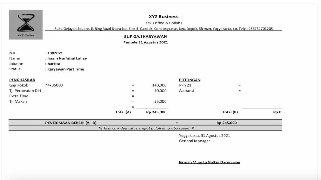 Contoh Slip Gaji Karyawan