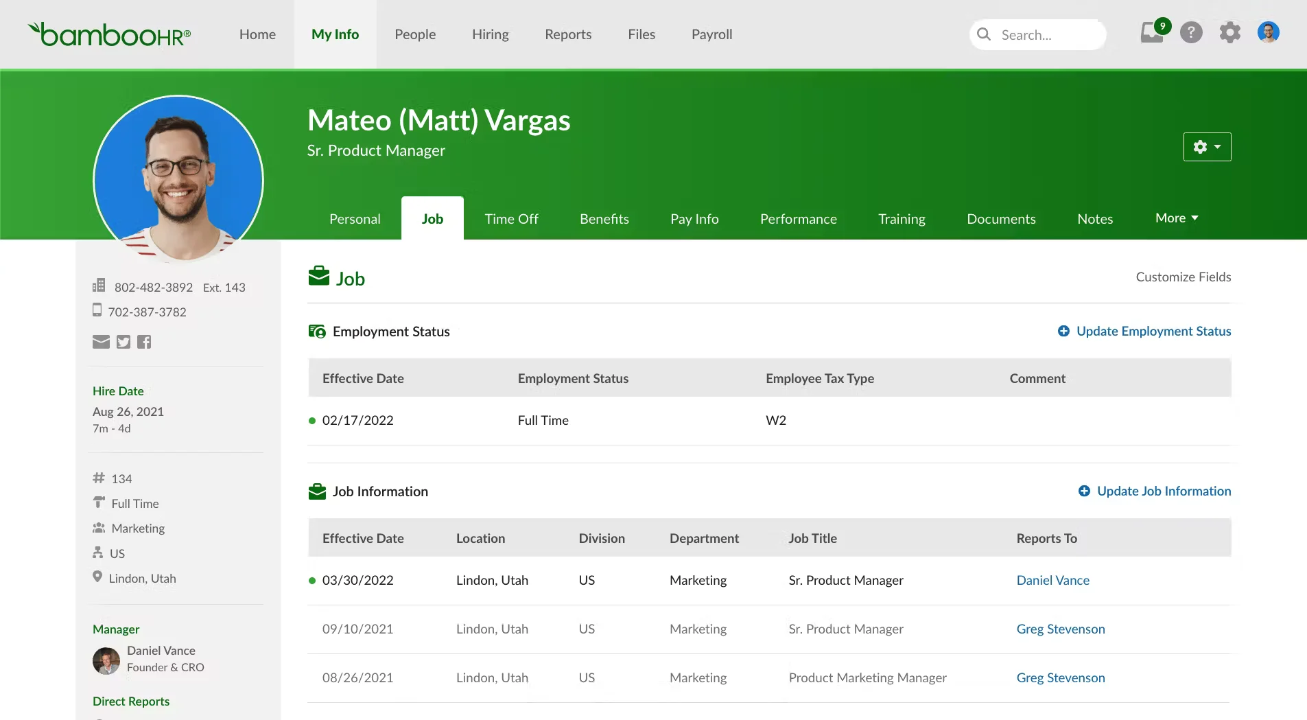 BambooHR retensi karyawan dashboard