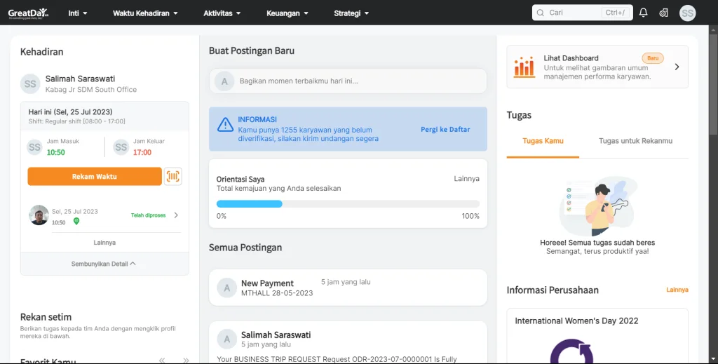 GreatDay hris cloud dashboard