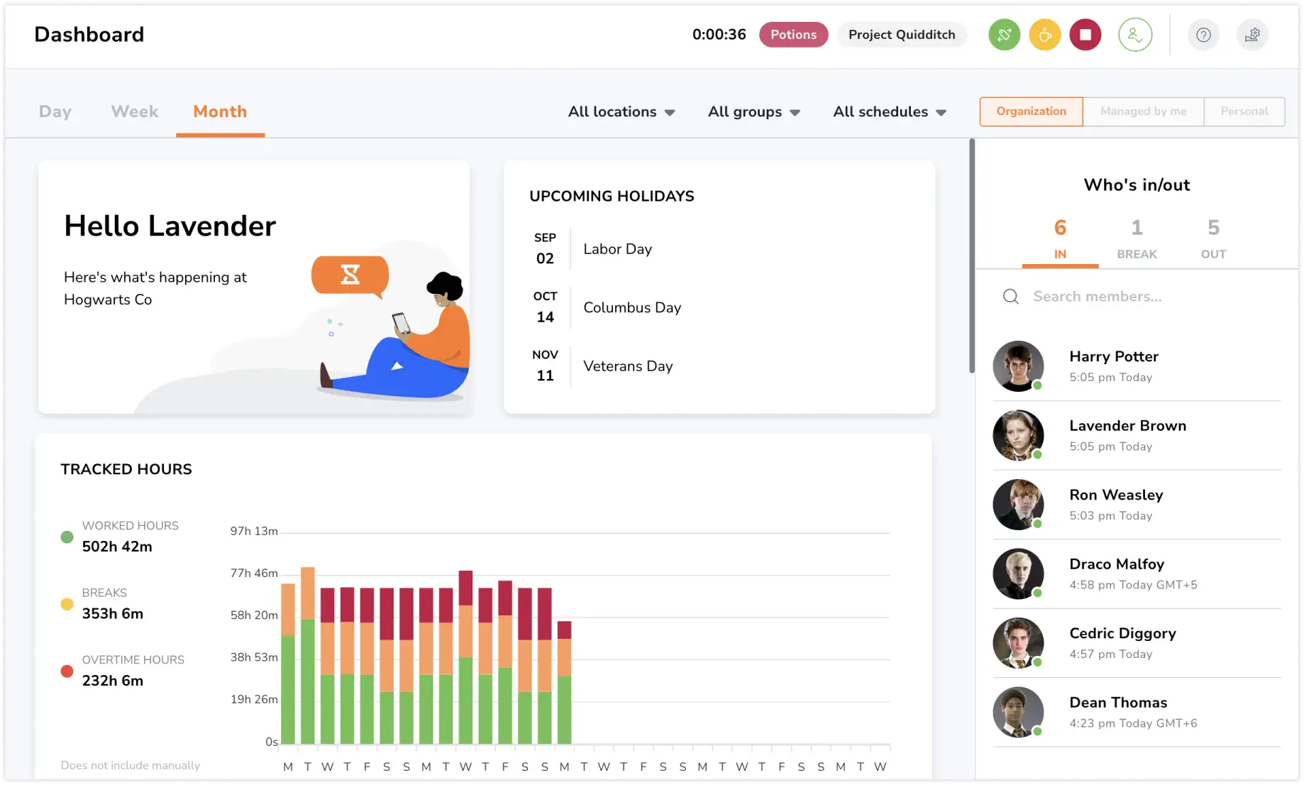 Jibble dashboard